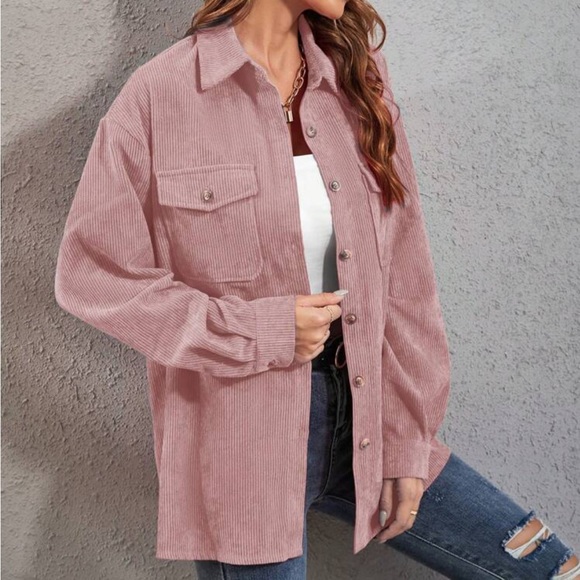 Boho dusty blue button down corduroy shirt - Picture 13 of 16